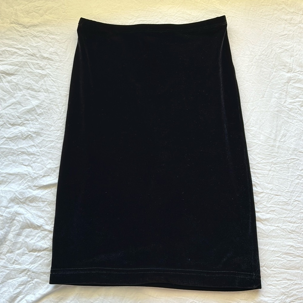 American Apparel Black Velvet Midi Skirt
